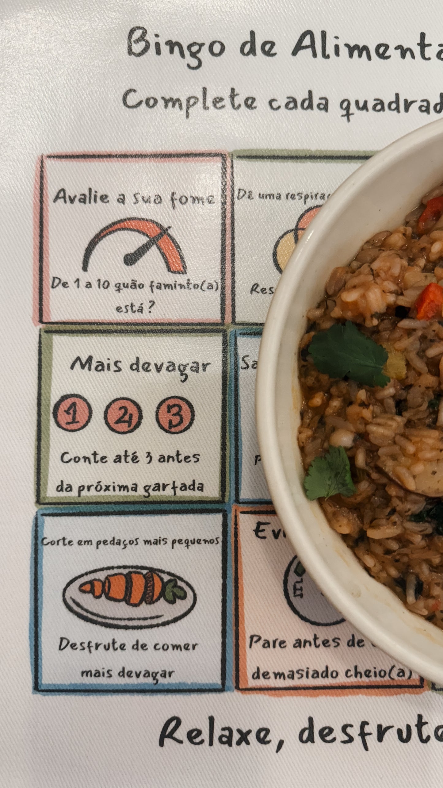 Individuais de mesa Alimentação Consciente Bingo