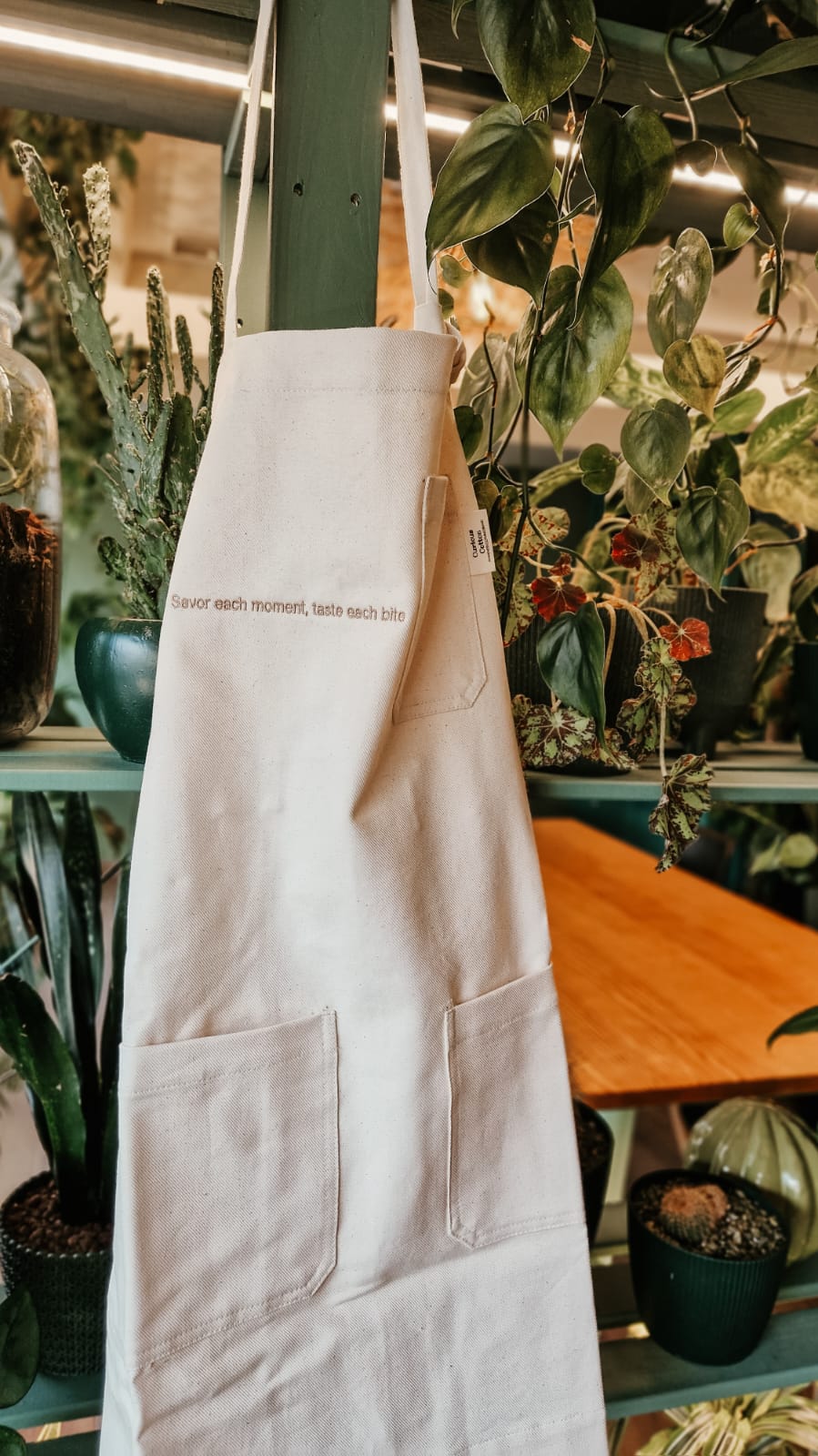 Natural raw organic cotton apron